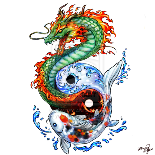 koi dragon tattoo. Dragon Koi tattoo commission.