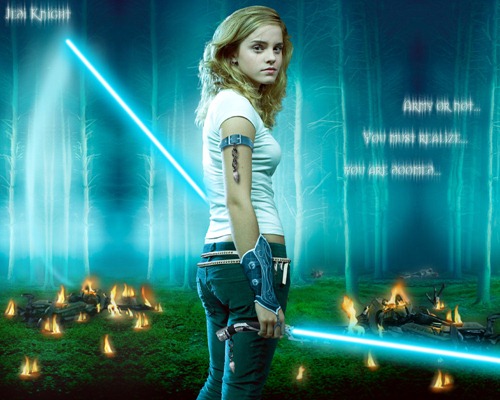 Emma Watson Jedi Knight. Beautifully Designed Photo Manipulated Wallpapers