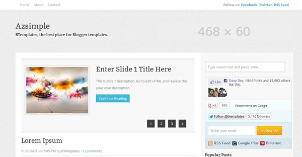 Free Blogger Templates Adapted From WordPress