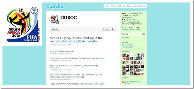 follow fifa world cup 2010 on twitter
