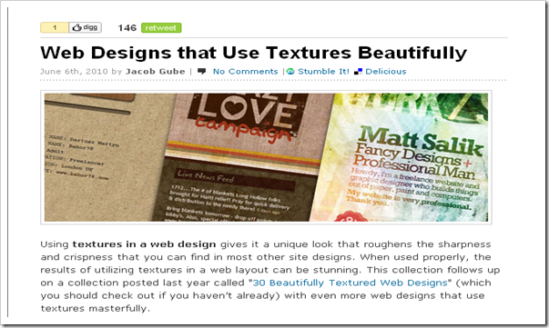 web designs that use textures beautifully