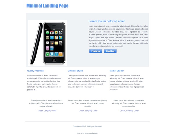 minimal landing page demo