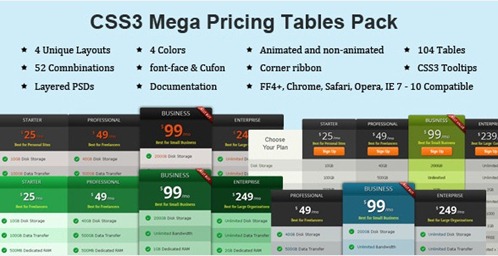 css3 pricing tables