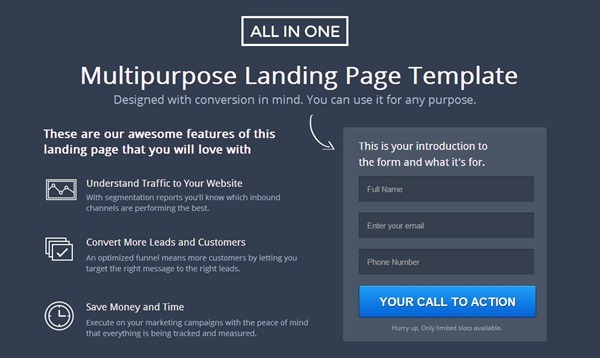 unbounce landing page template